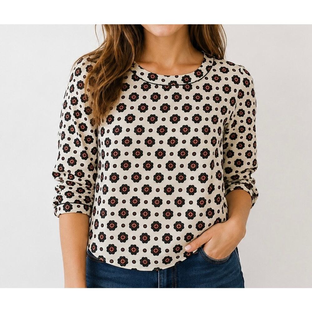 Daniel Rainn Geometric Floral Medallion Blouse M EUC